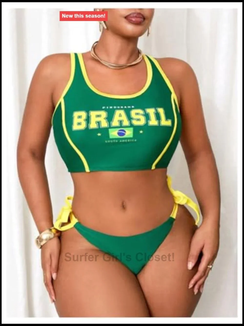 Plus Size 2 Piece Bikini Set with High Stretch and Removable Padding Cheeky
